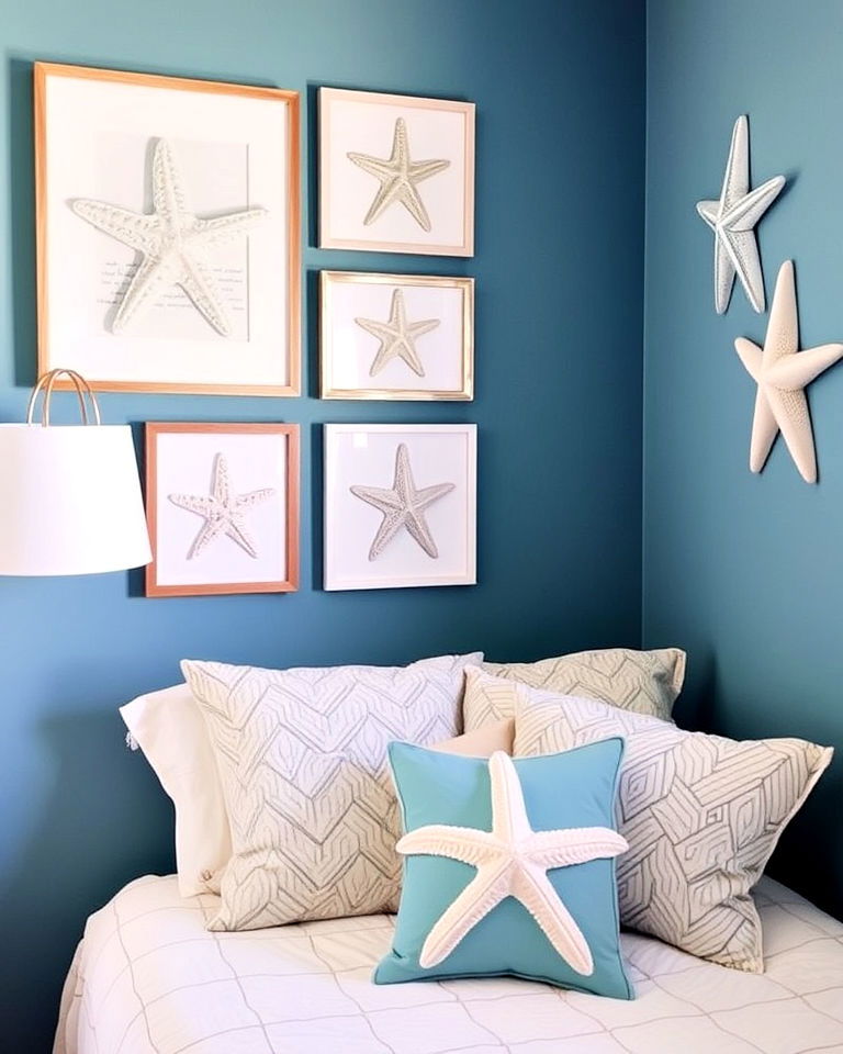 mermaid room with starfish wall art - 20 Mermaid Room Ideas