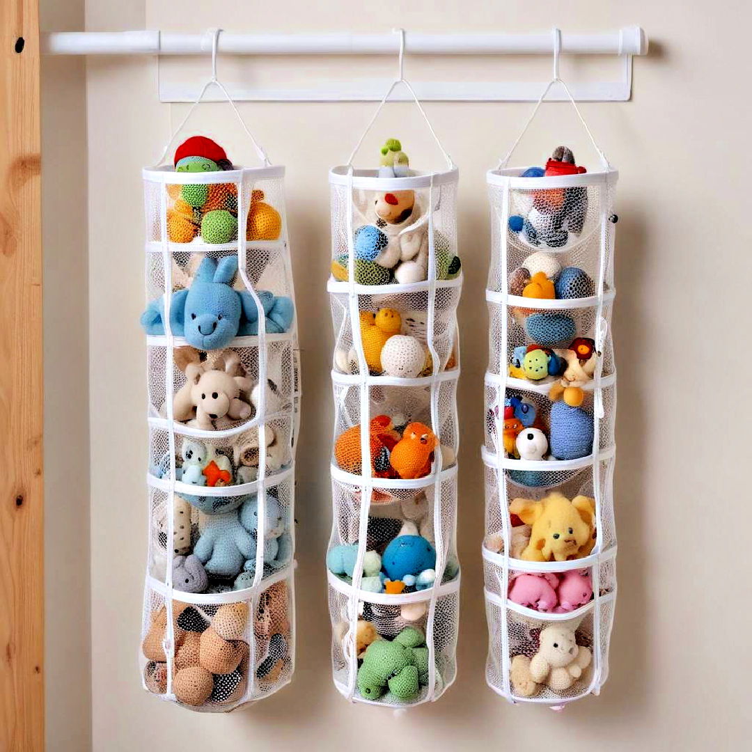 mesh hanging organizers to store toys - 40 Toy Storage Ideas