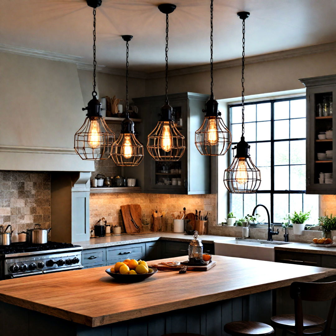 metal caged edison bulb lighting - 30 Industrial Decor Ideas