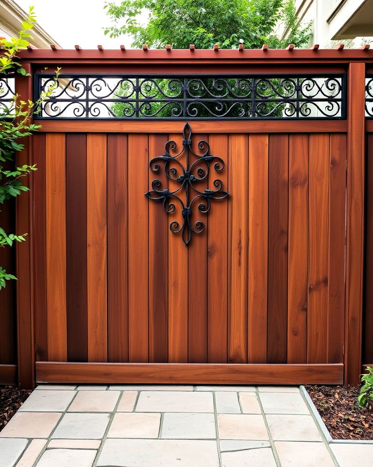 metal grills and wooden panels for fence - 25 Metal and Wood Fence