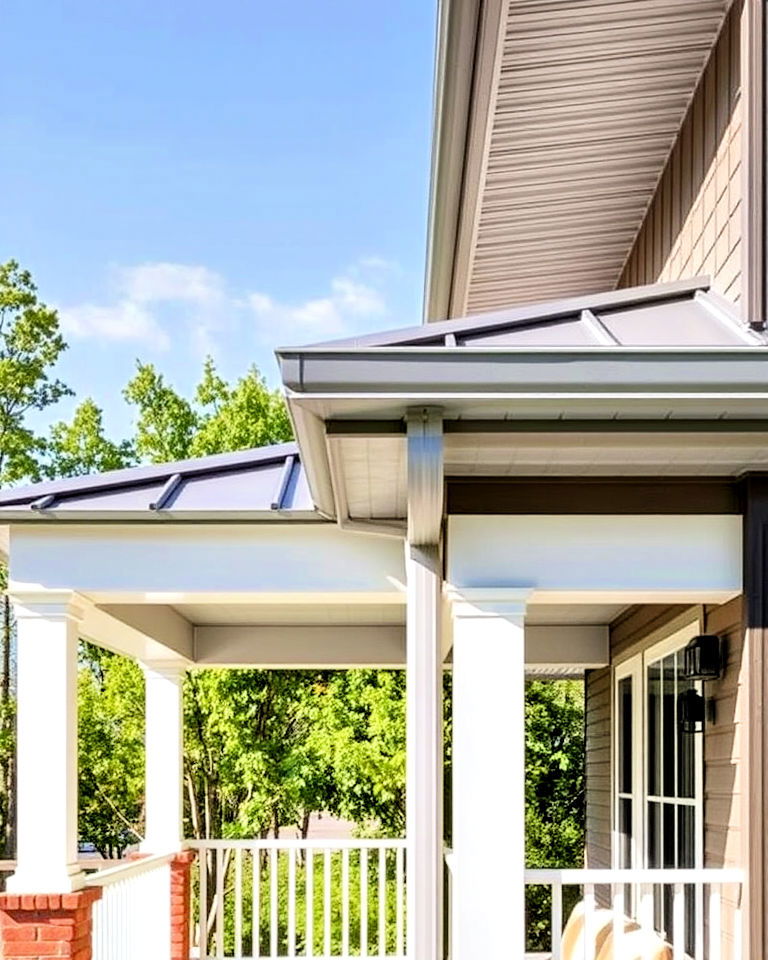 metal roof with integrated gutters - 30 Metal Roof Porch Design Ideas