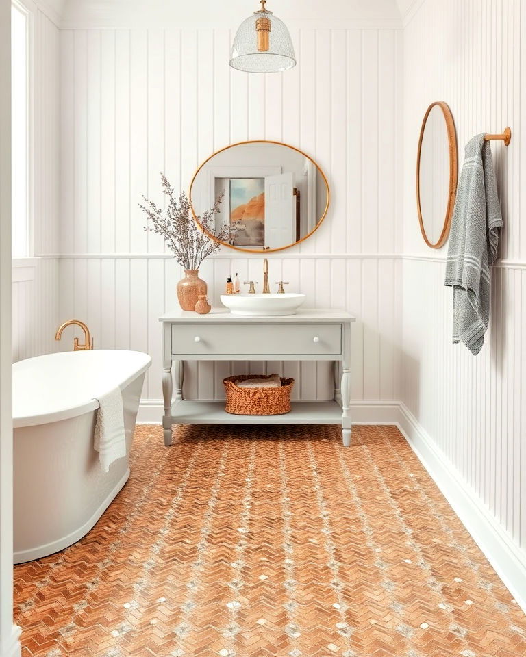 metallic accented mosaic tiles - 20 Bathroom Mosaic Floor Tile Ideas