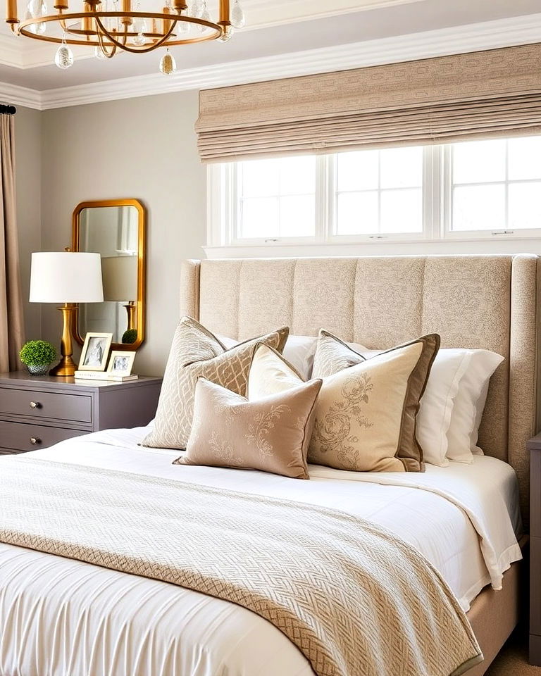 metallic accents to add touch of glamour - 30 Transitional Bedroom Ideas