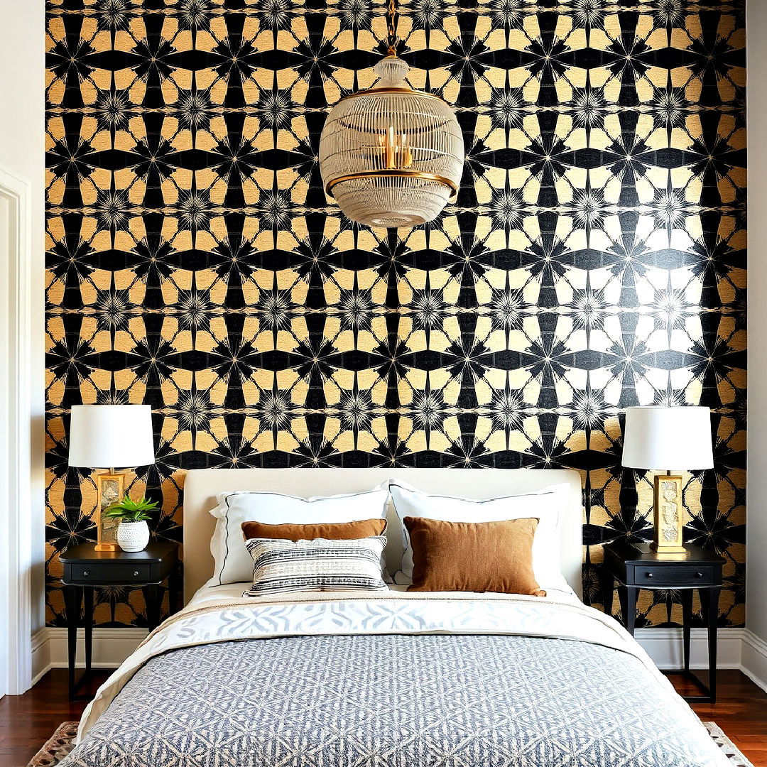 metallic geometric wallpaper - 25 Geometric Accent Wall Ideas