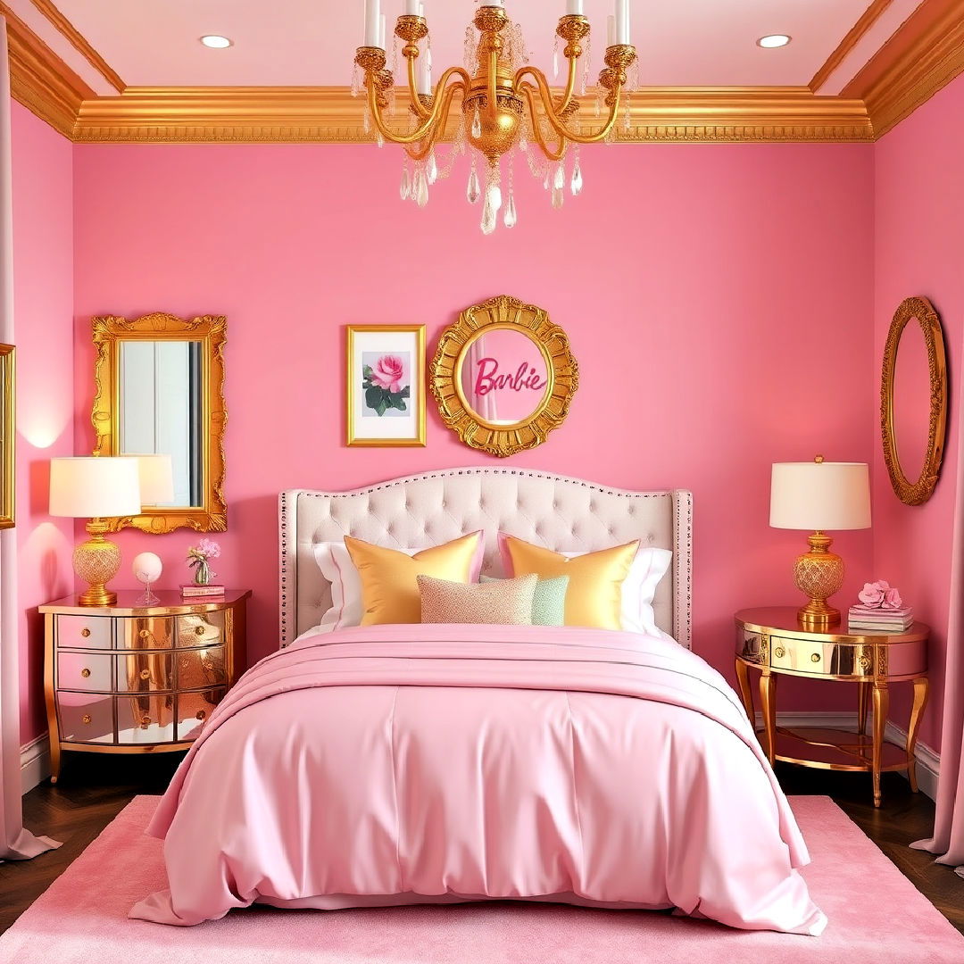 metallic gold accents for barbie room - 25 Barbie Room Ideas
