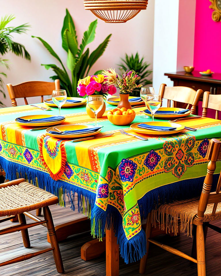 mexican brightly colored tablecloths - 20 Mexican Table Decor Ideas