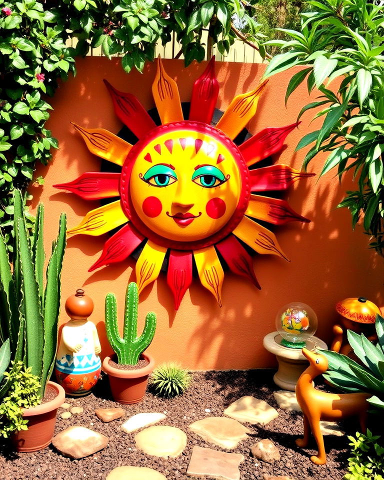 mexican folk art decor to add artistic touch - 25 Mexican Garden Ideas