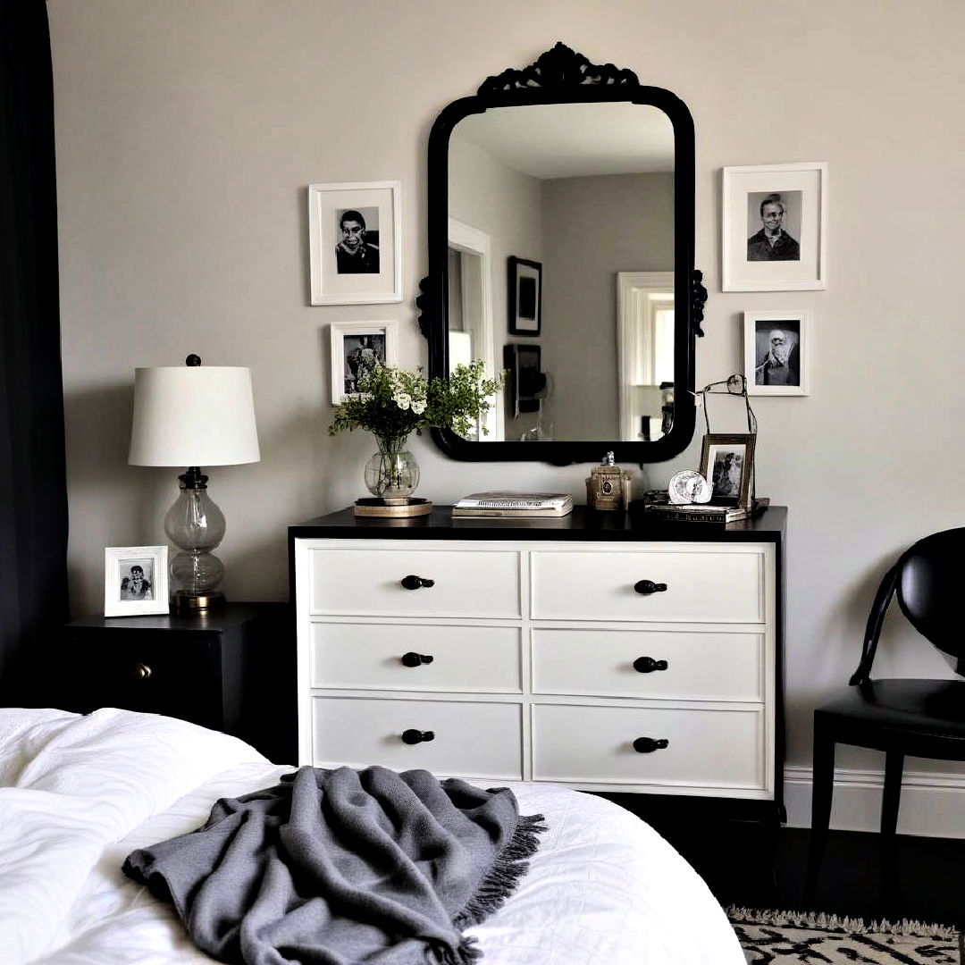 mid century dresser - 40 Black and White Bedroom Ideas