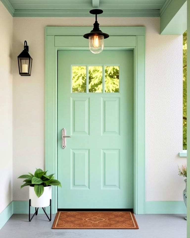 mid century elegance with mint green door - 20 Mid Century Front Door Colors
