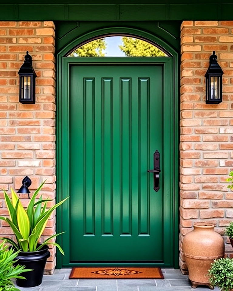 mid century front door with forest green color - 20 Mid Century Front Door Colors