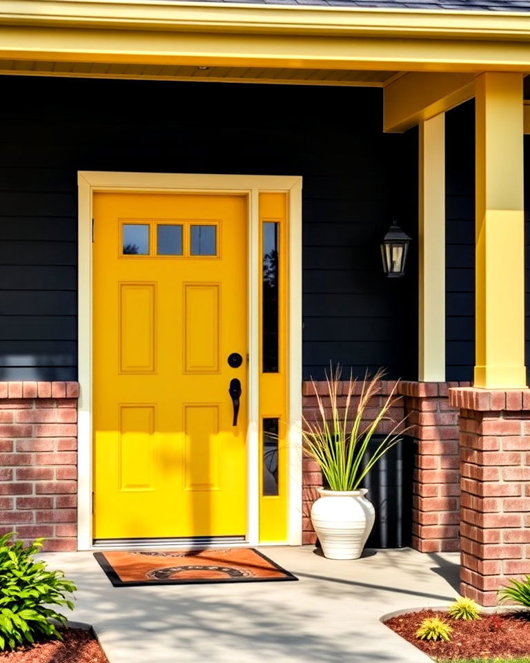 mid century lemon yellow front door - 20 Mid Century Front Door Colors