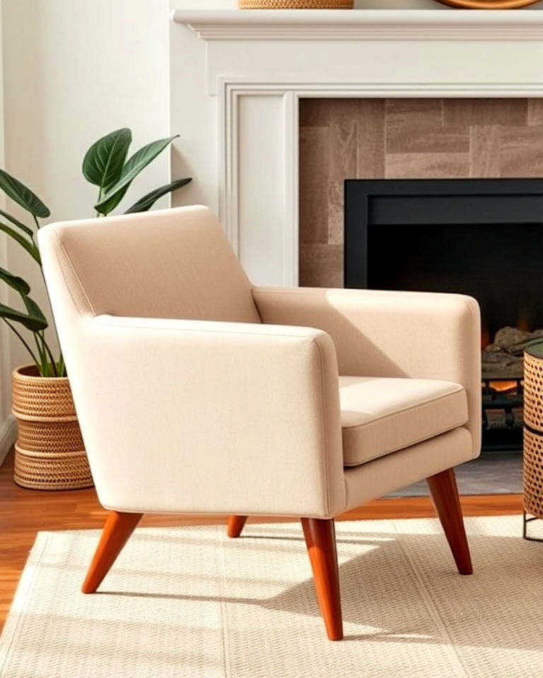 mid century modern armchair - 20 Chairs in Front of Fireplace Ideas