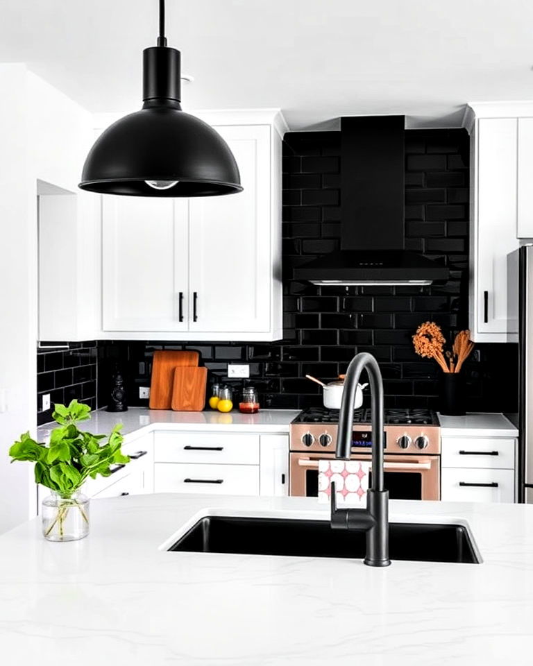 mid century modern kitchen with matte black accents - 40 Mid-century Modern Kitchen Ideas