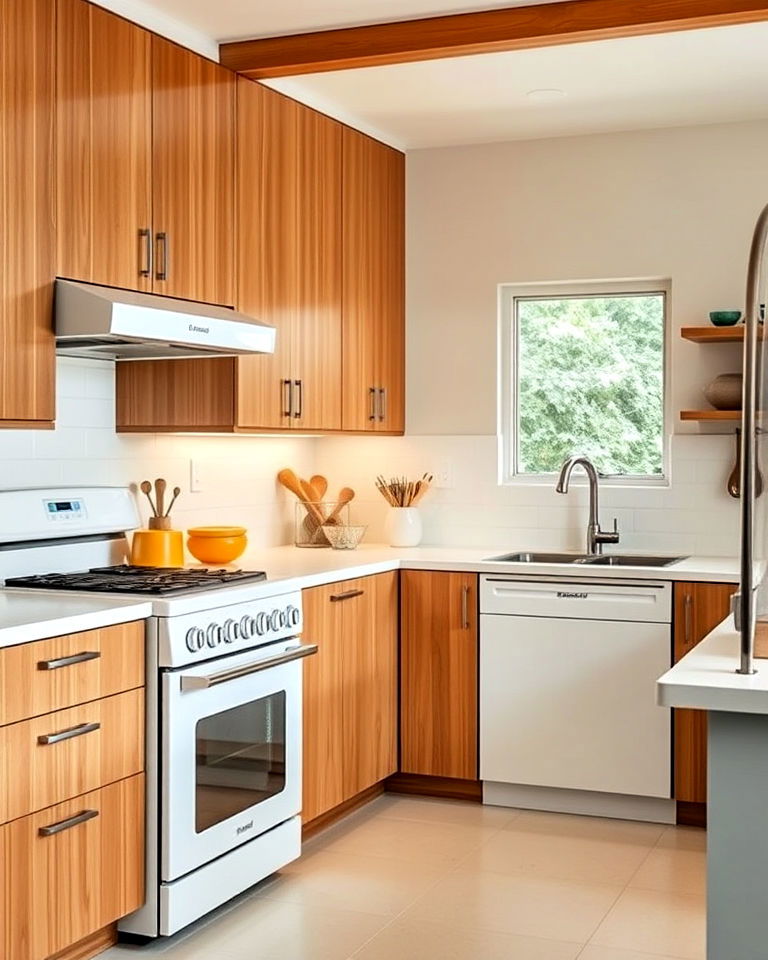 mid century modern kitchen with white appliances - 40 Kitchen With White Appliances Ideas