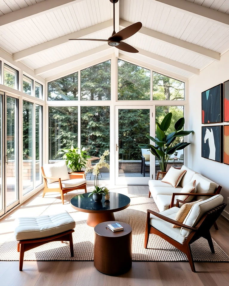 mid century modern sunroom with minimalist design - 20 Mid-century Modern Sunroom Ideas