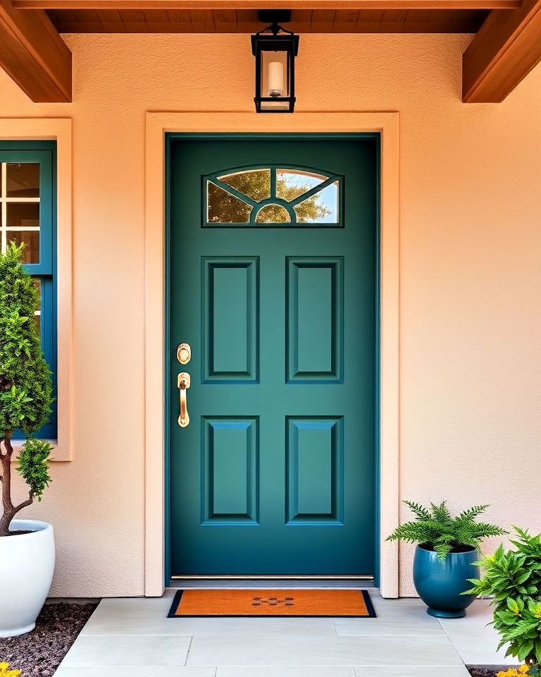 mid century sophistication with teal door - 20 Mid Century Front Door Colors