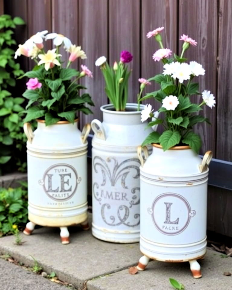 milk can flower stand ideas - 20 Farmhouse Garden Ideas