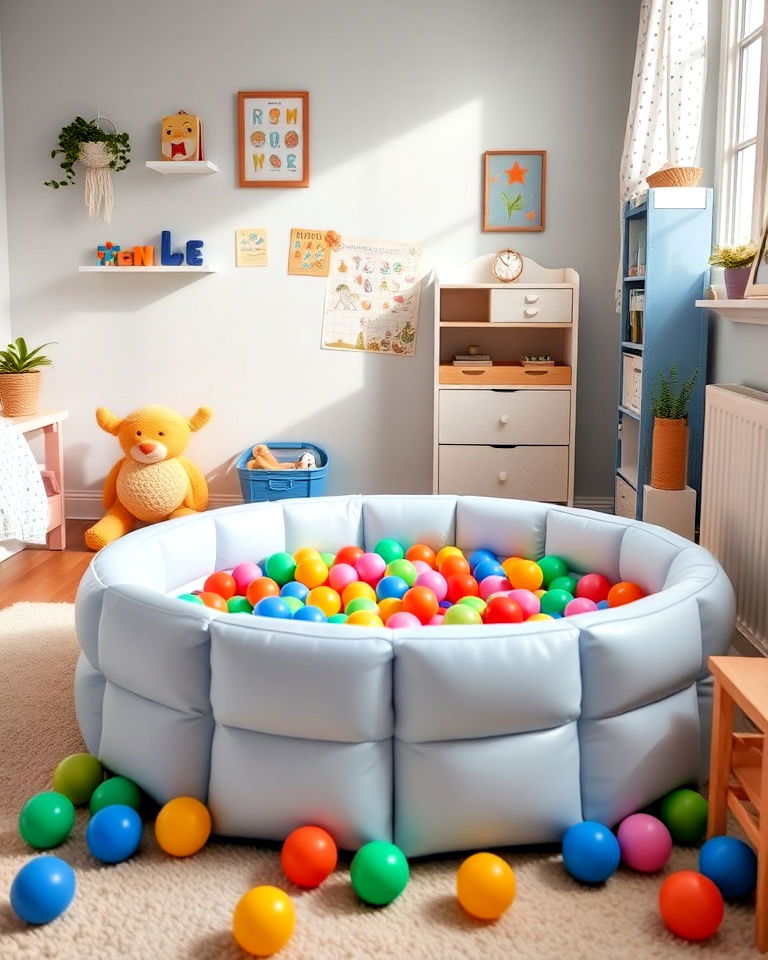 mini ball pit for physical activity - 40 Playroom Ideas
