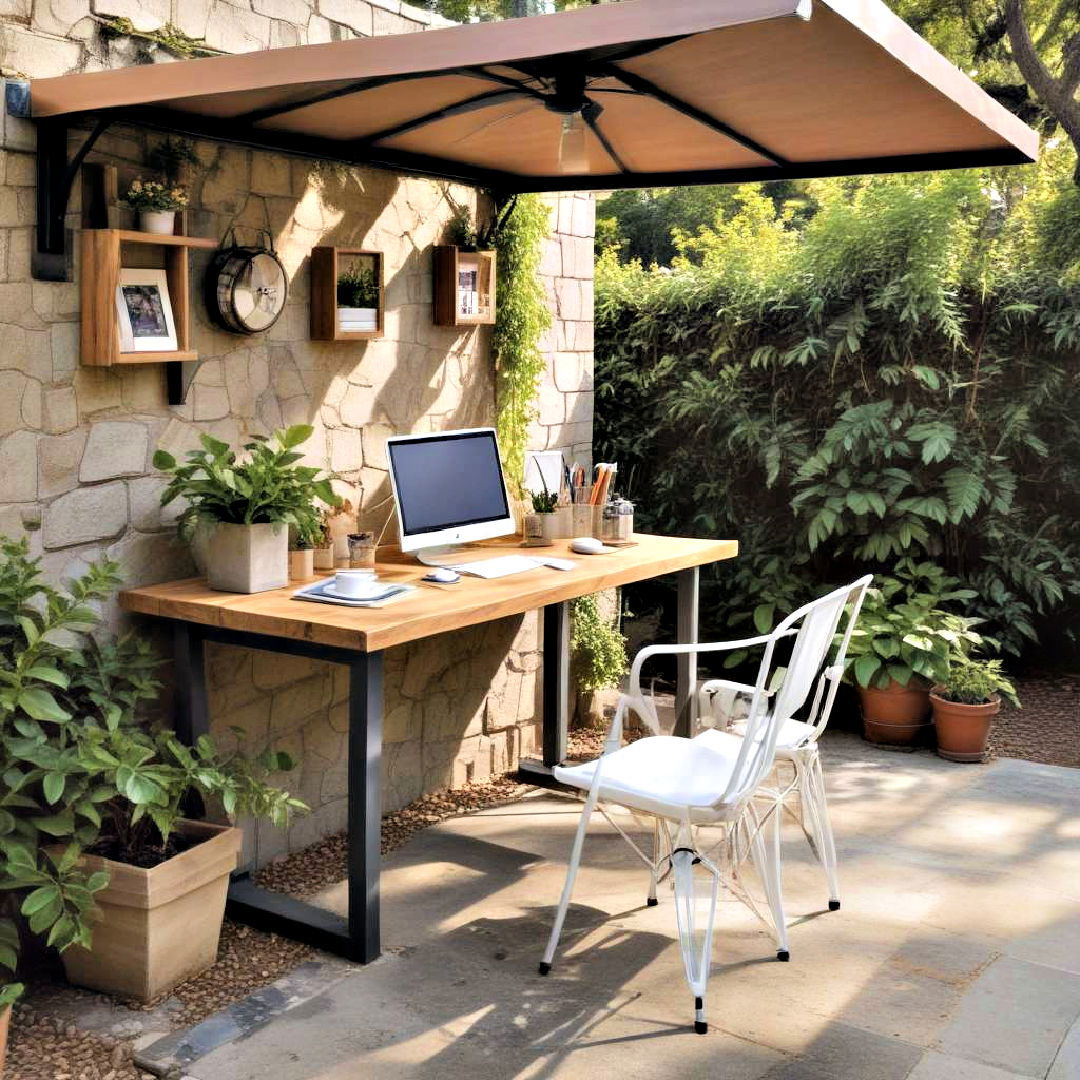 mini outdoor office in backyard - 40 Backyard Ideas