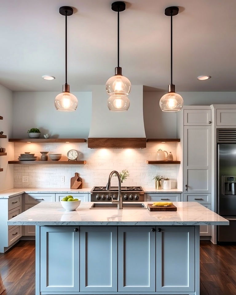 mini pendant lights for island - 20 Kitchen Island Lighting Ideas