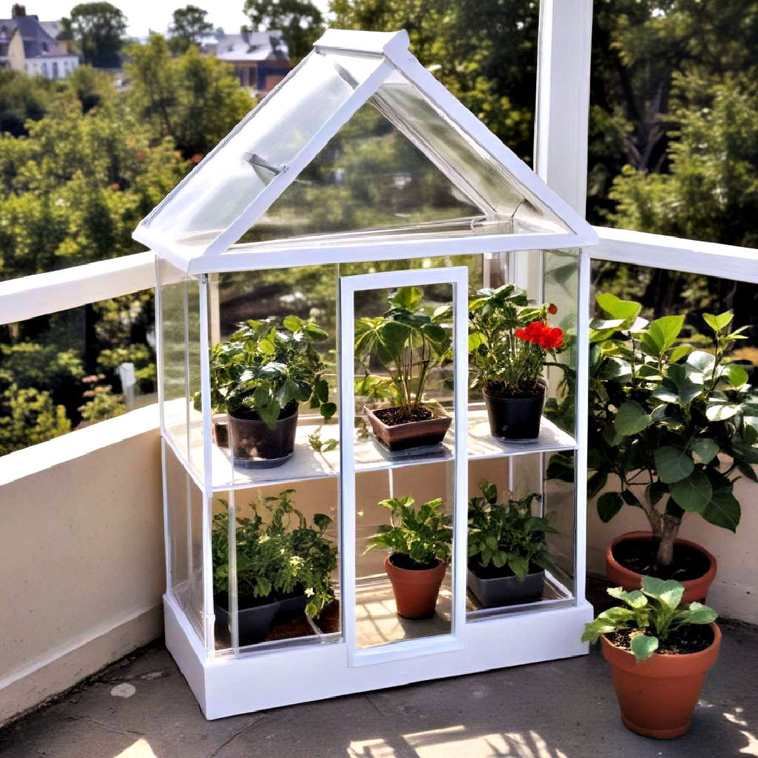 miniature greenhouse for protecting sensitive plants - 30 Small Balcony Ideas