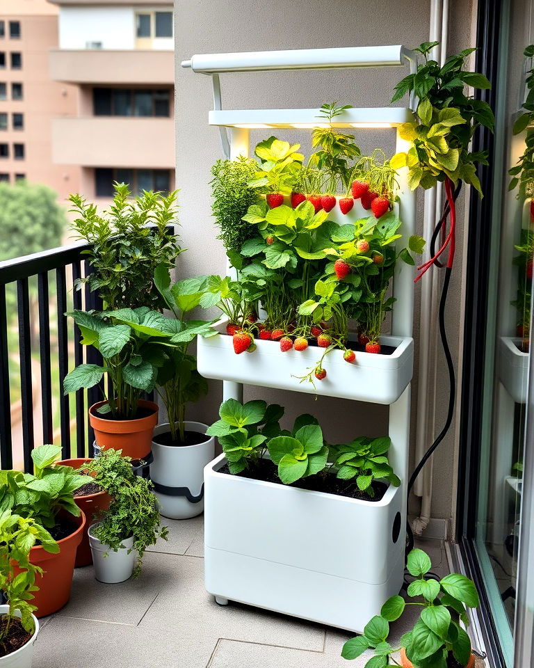 minimal maintenance hydroponic garden - 40 Balcony Garden Ideas