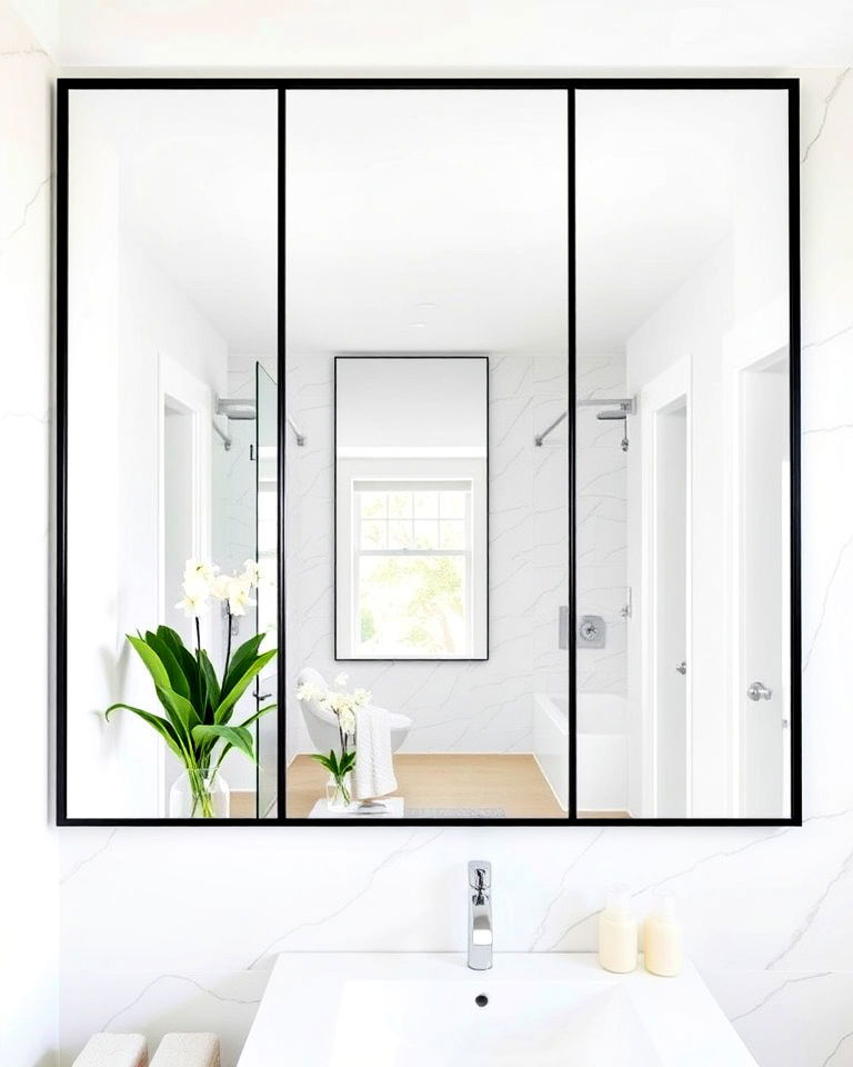 minimalist aesthetic frameless mirror gallery wall - 30 Mirror Gallery Wall Ideas