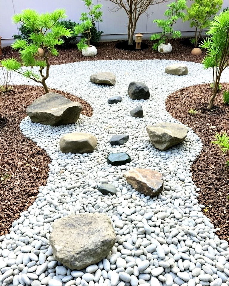 minimalist aesthetic japanese garden theme - 30 Front Yard Dry Creek Bed Landscaping Ideas