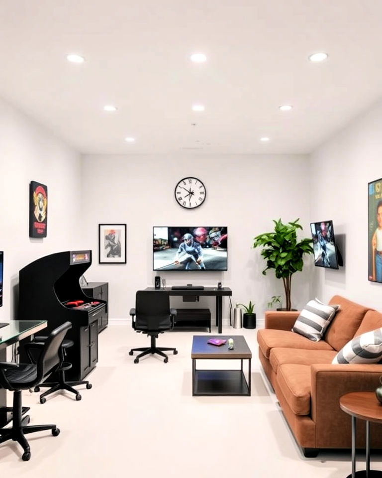 minimalist approach crisp white paint ideas - 20 Game Room Paint Ideas