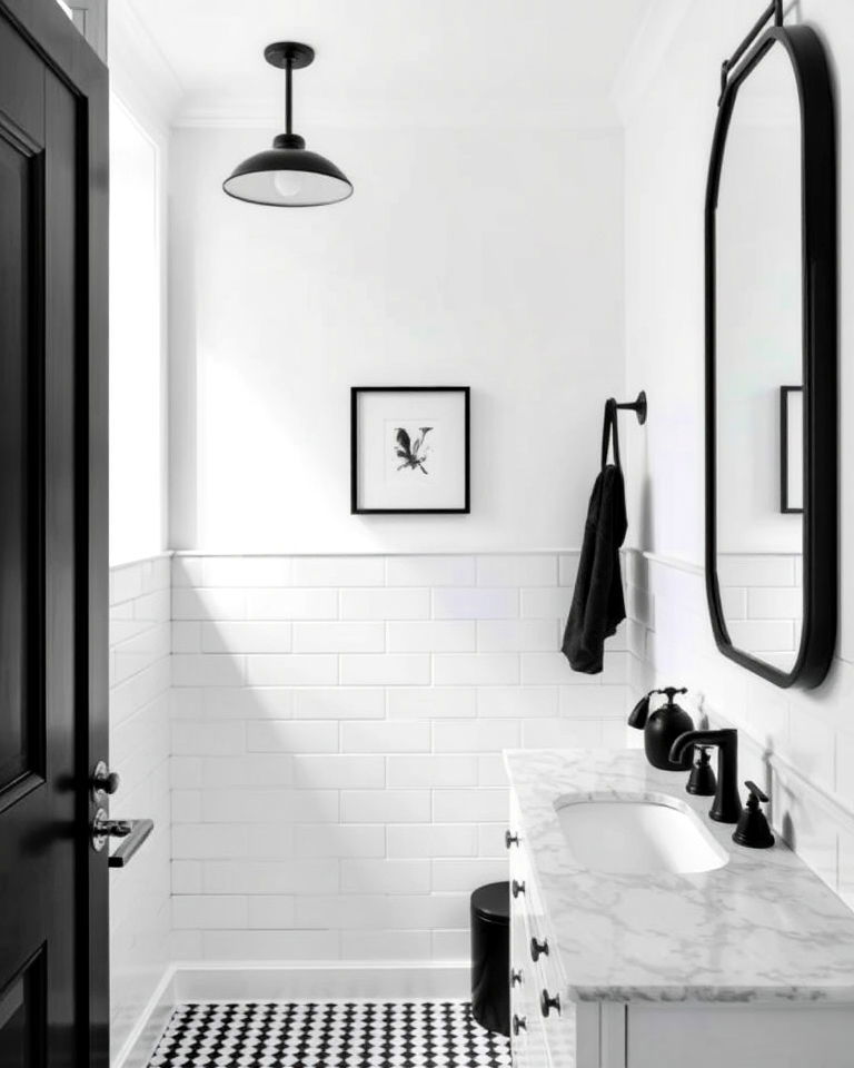 minimalist black and white palette for bathroom - 20 Aesthetic Bathroom Ideas