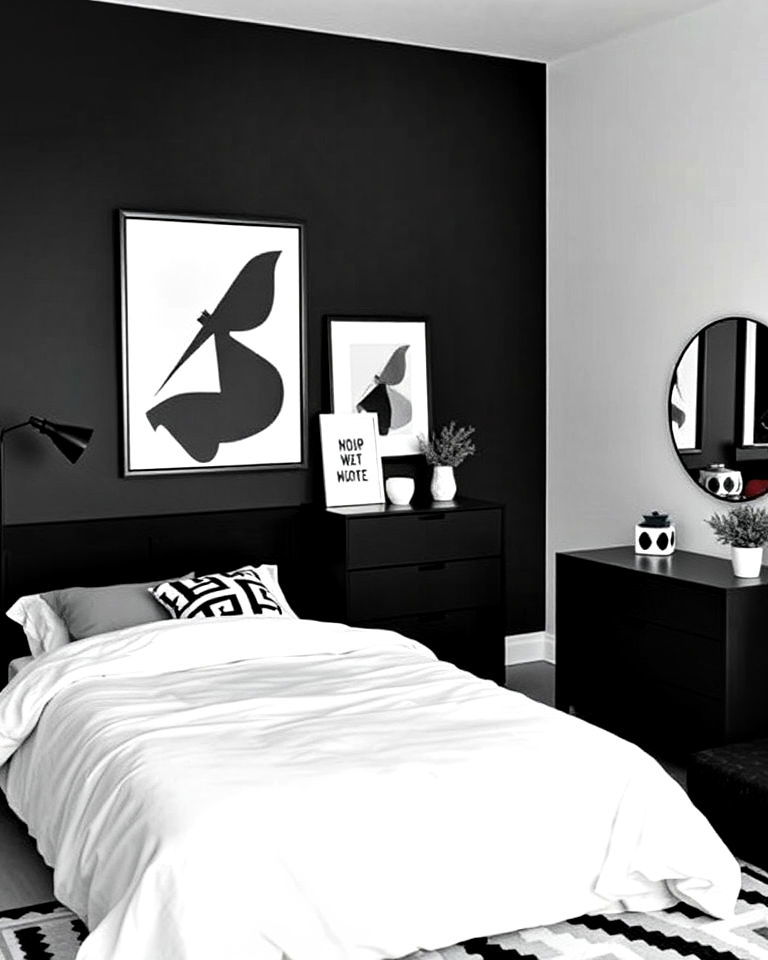 minimalist black and white theme - 40 Teenage Boy Bedroom Ideas