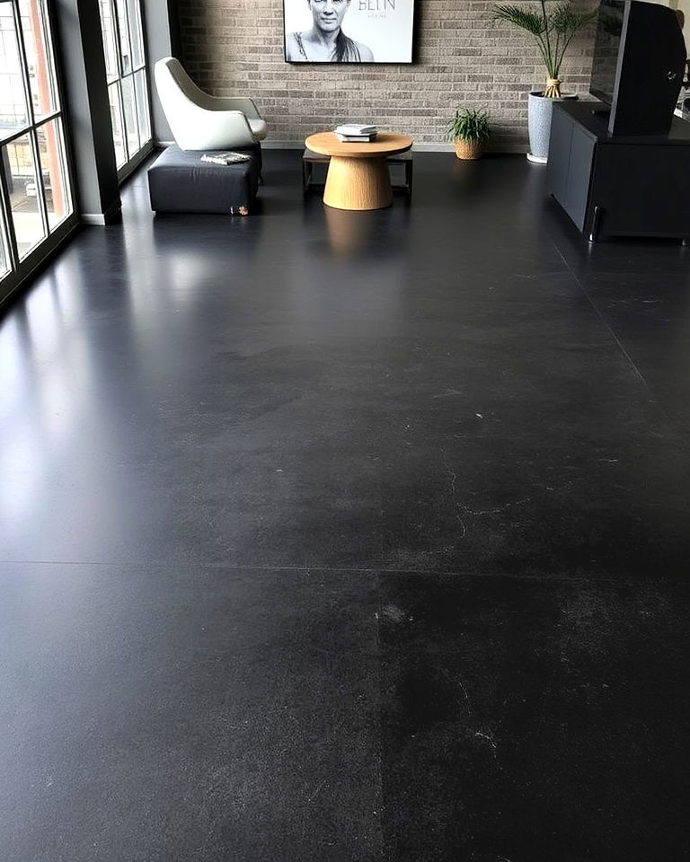 minimalist charcoal stained concrete floor - 25 Stained Concrete Floors