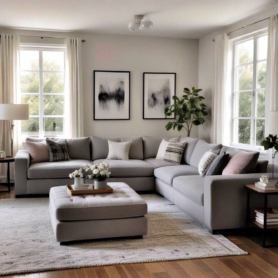 minimalist chic grey sectional - 15 Grey Sectional Living Room Ideas