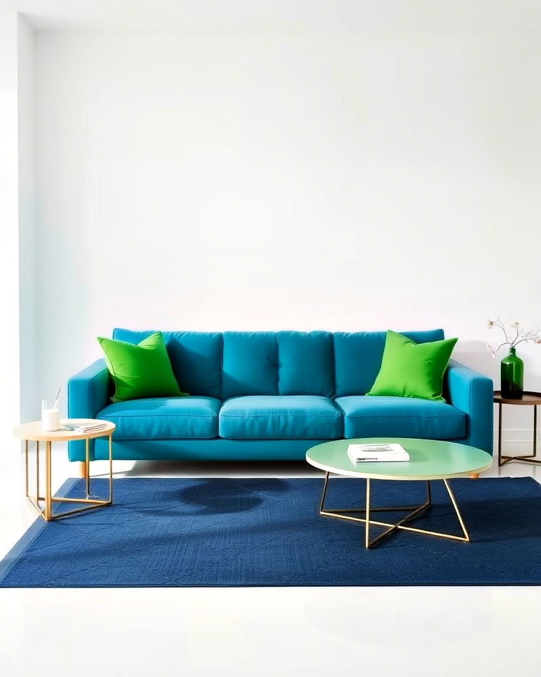 minimalist contrast for blue and green living room - 20 Blue and Green Living Room Ideas