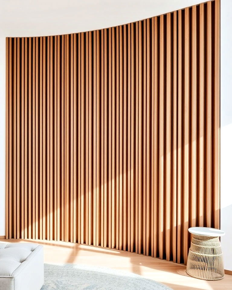 minimalist curved wood slat wall - 40 Wood Slat Accent Wall Ideas