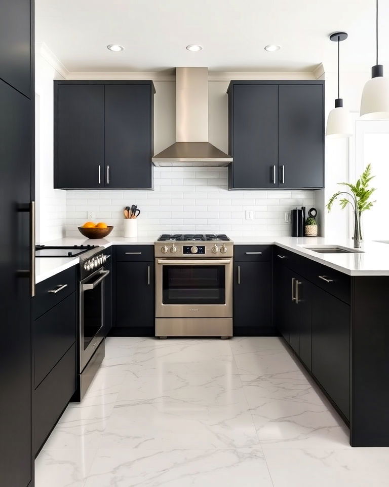 minimalist dark slate cabinets - 30 Dark Wood Kitchen Cabinets