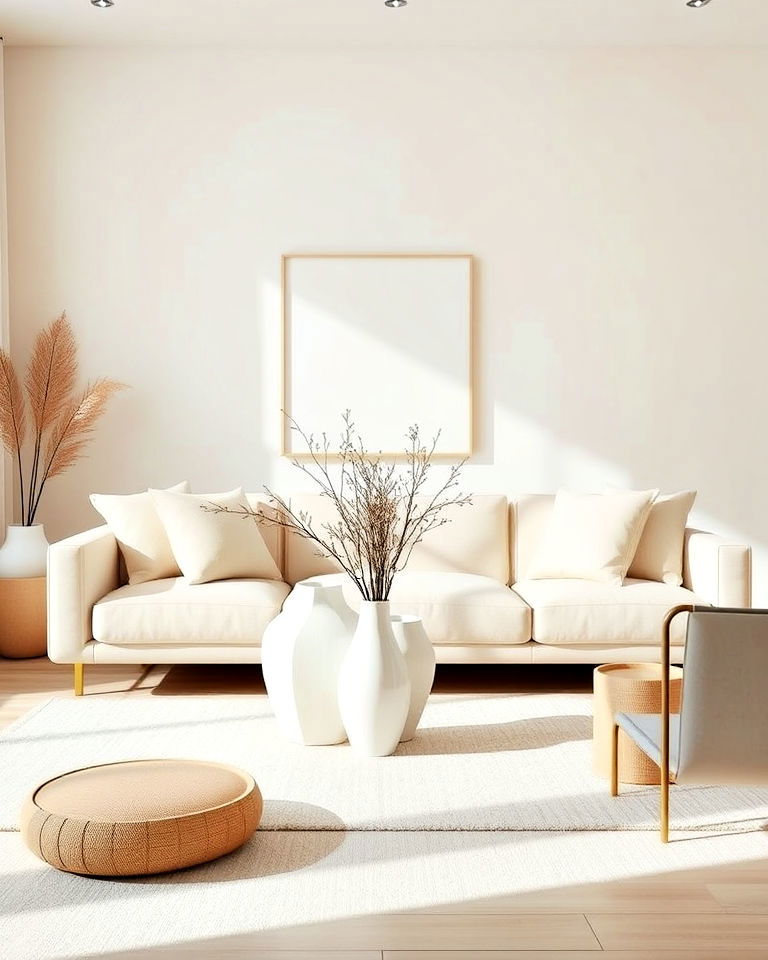 minimalist decor for beige and white living room - 20 Beige and White Living Room Ideas