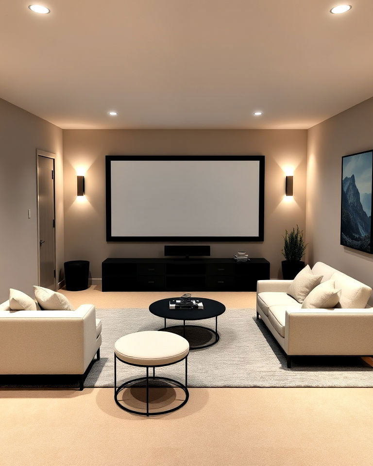 minimalist decor style for basement home theater - 25 Basement Home Theater Ideas