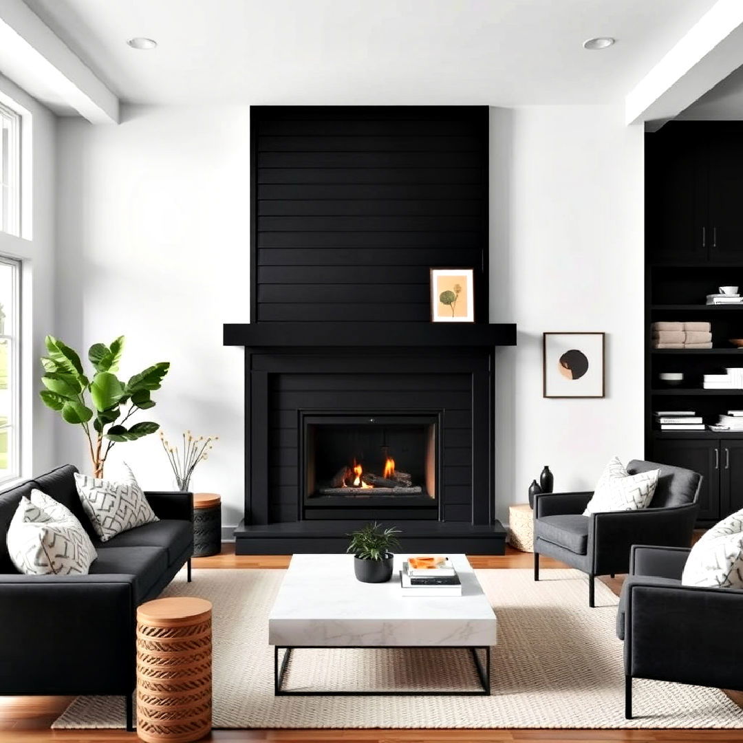 minimalist design for black shiplap fireplace - 40 Black Shiplap Fireplace Ideas