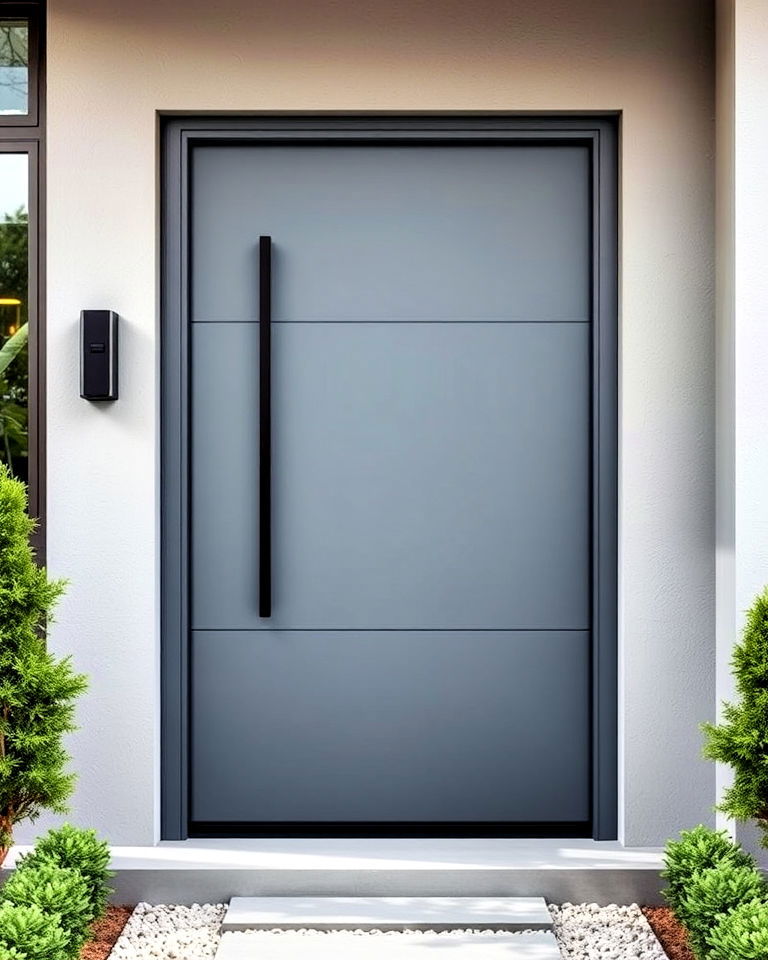 minimalist design granite grey front door - 25 Grey Front Door Ideas