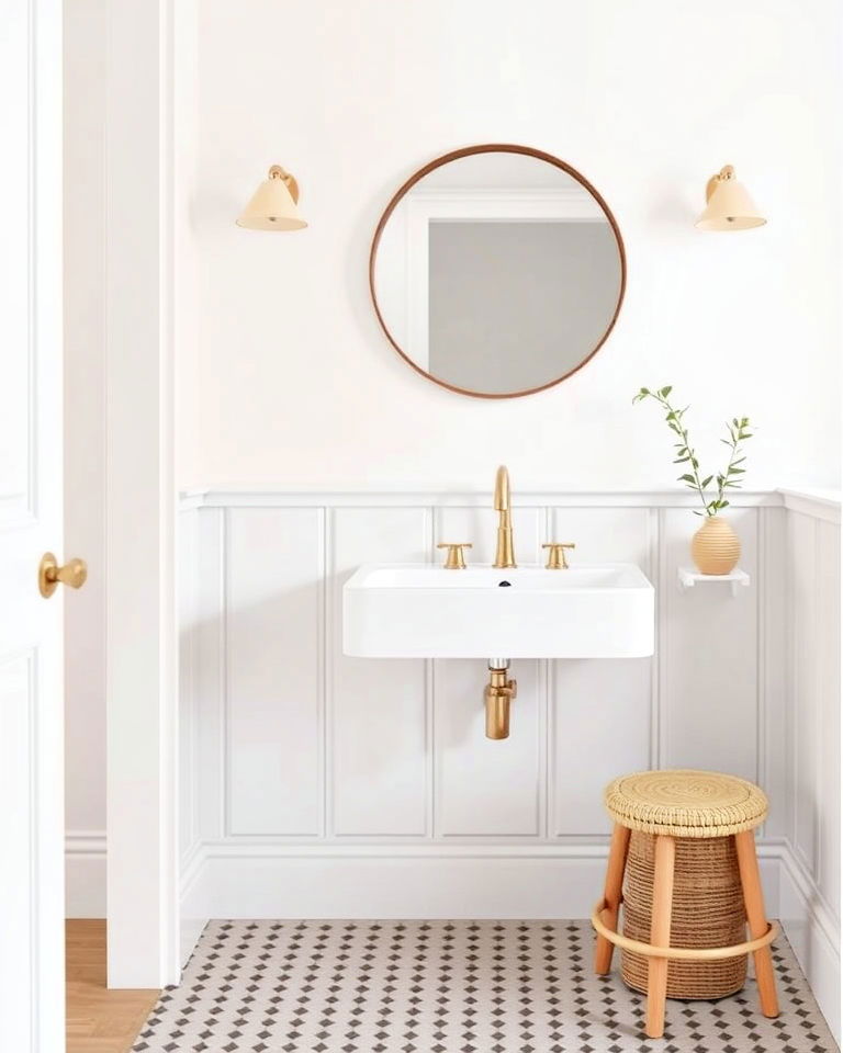 minimalist flat panel wainscoting for powder room - 25 Powder Room Wainscoting Ideas