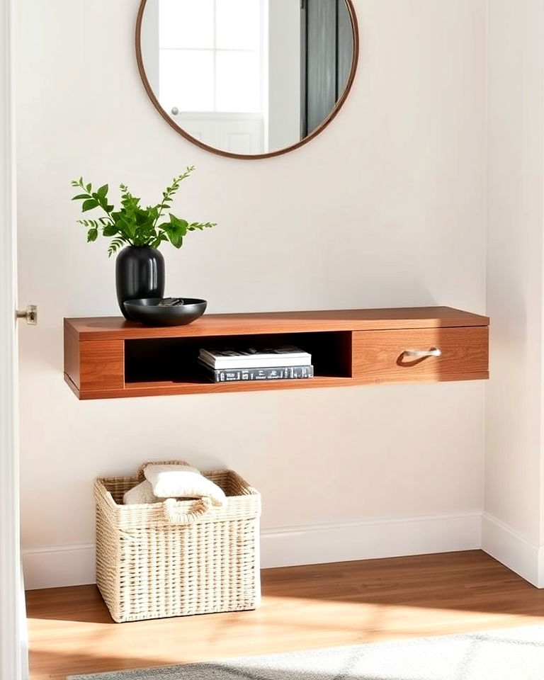 minimalist floating console design - 50 Foyer Decor Ideas