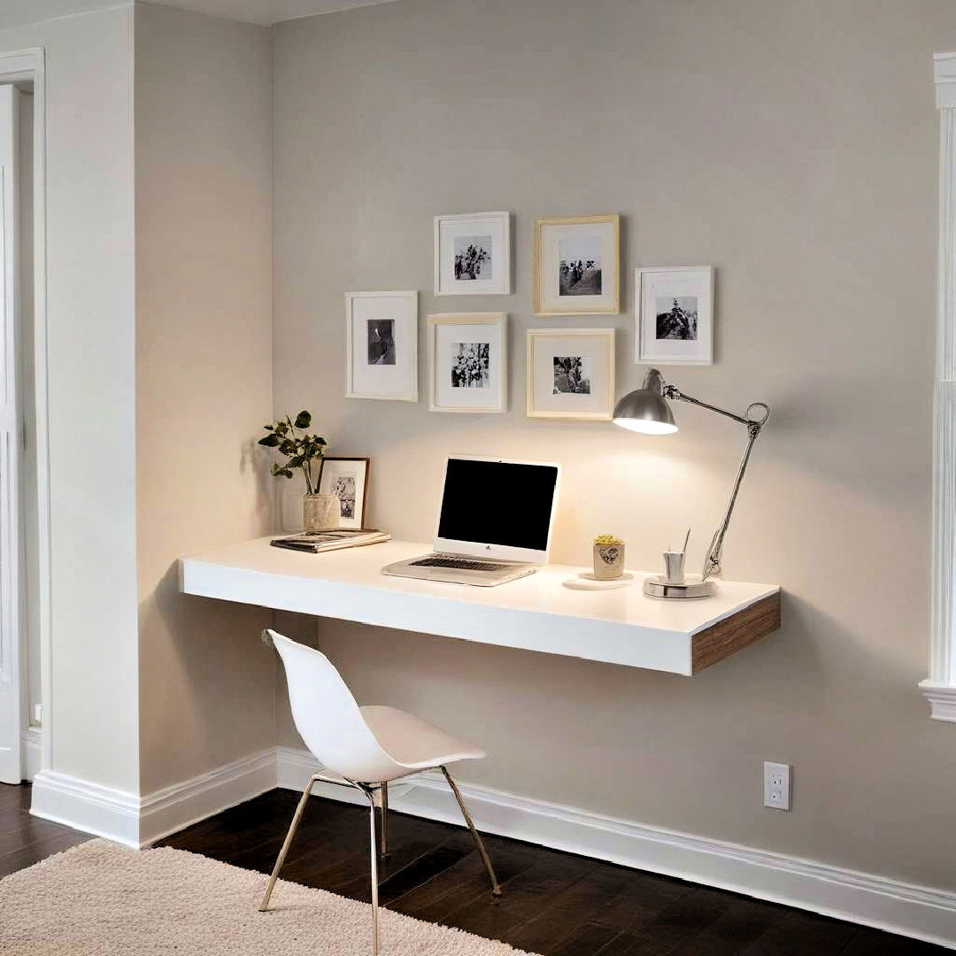 minimalist floating desk - 25 Small Guest Bedroom Ideas