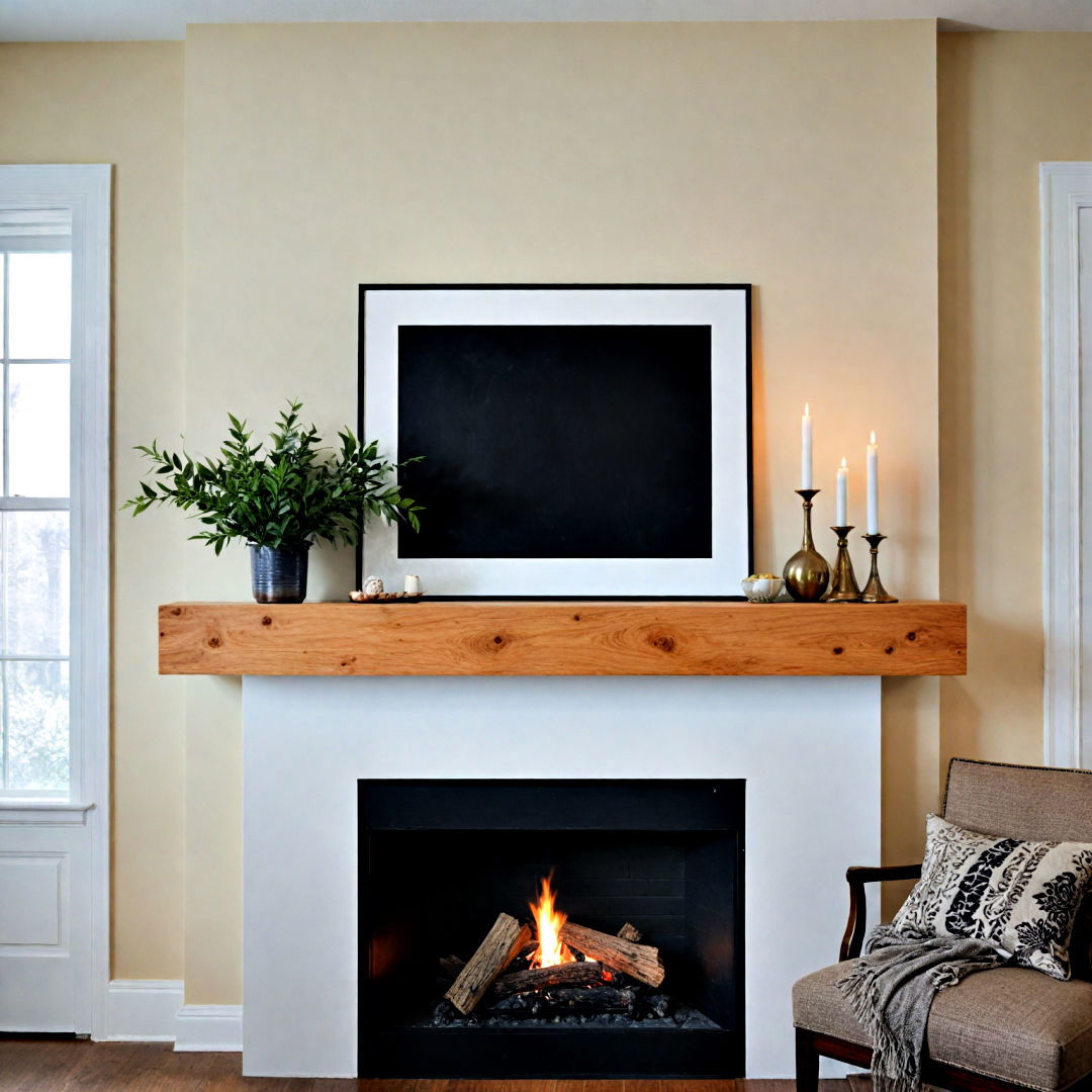 minimalist floating mantel decor - 40 Mantel Decor Ideas