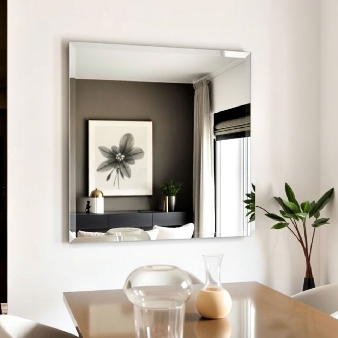 minimalist frameless mirror - 25 Dining Room Mirror Ideas