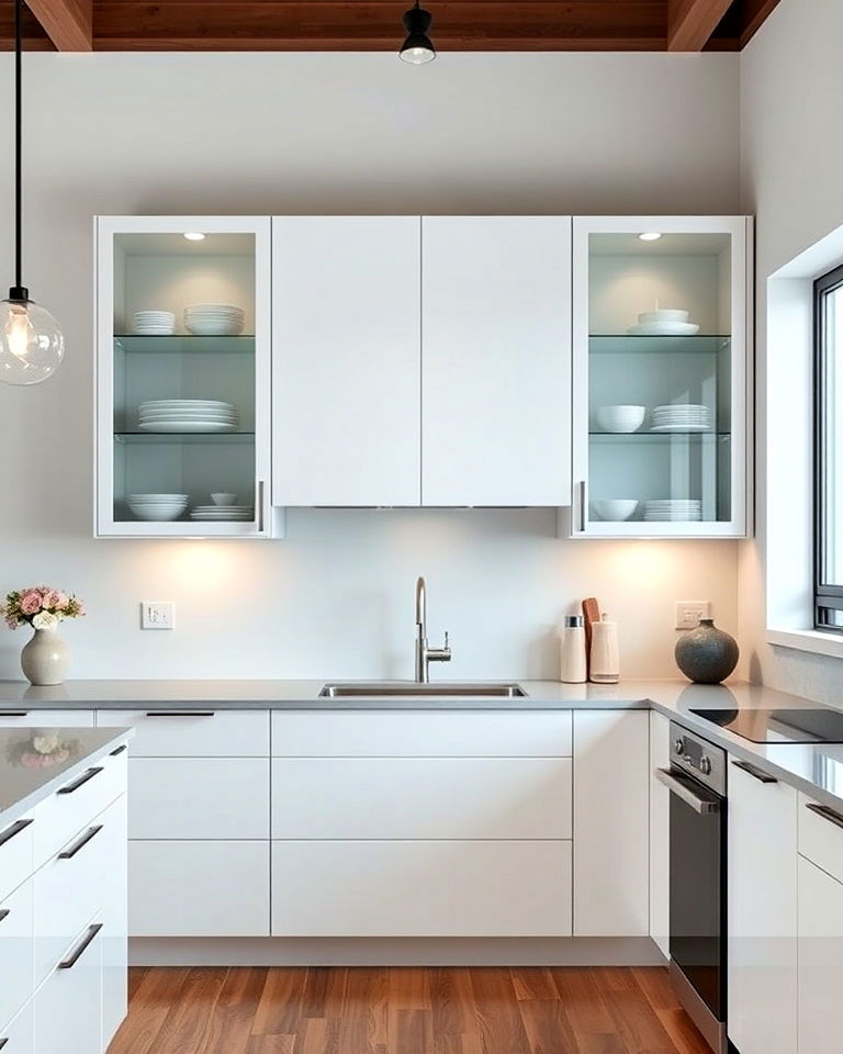 minimalist glass front cabinets for contemporary kitchen - 15 Kitchen Cabinets With Glass Doors
