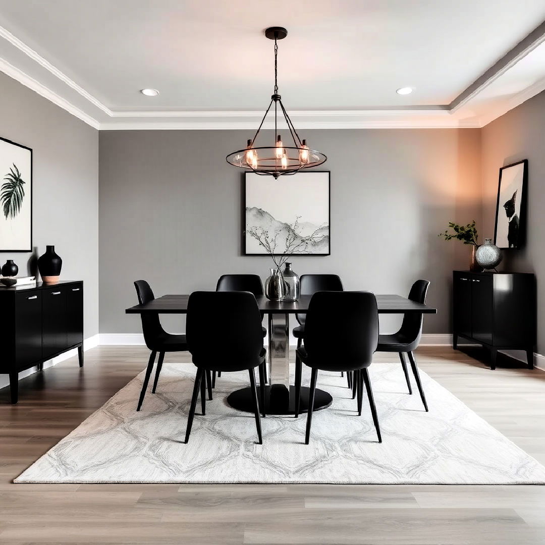 minimalist gray and black dining room - 25 Gray Dining Room Ideas