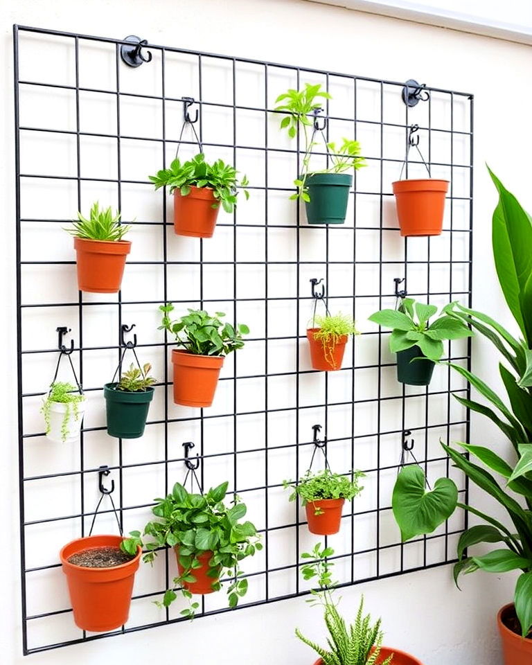minimalist grid wire garden wall - 40 Vertical Garden Ideas