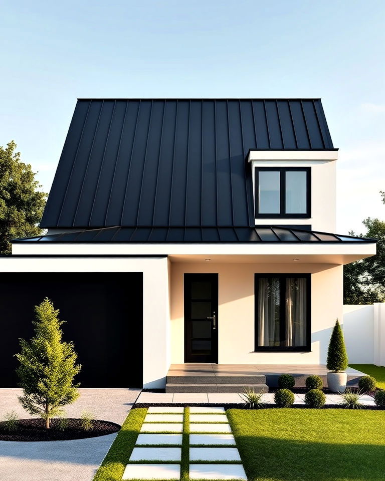 minimalist house design with a black roof - 25 Houses With Black Roofs