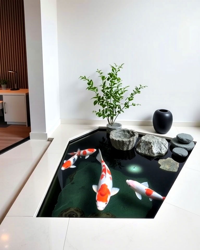 minimalist indoor koi pond - 20 Indoor Koi Pond Ideas